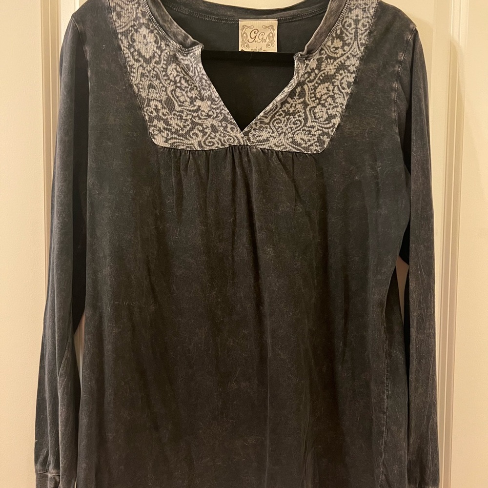 Acid Wash Tunic Top